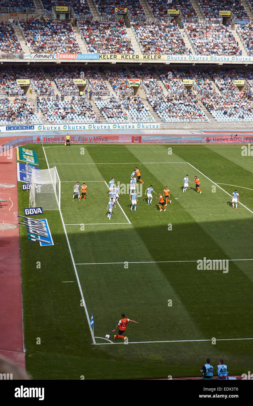 Match de football entre Real Sociedad et le Malaga FC au stade Anoeta Reale Arena Banque D'Images
