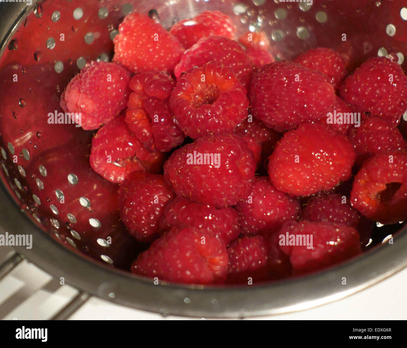 Framboises fraîches du Maroc à Londres en Janvier Banque D'Images