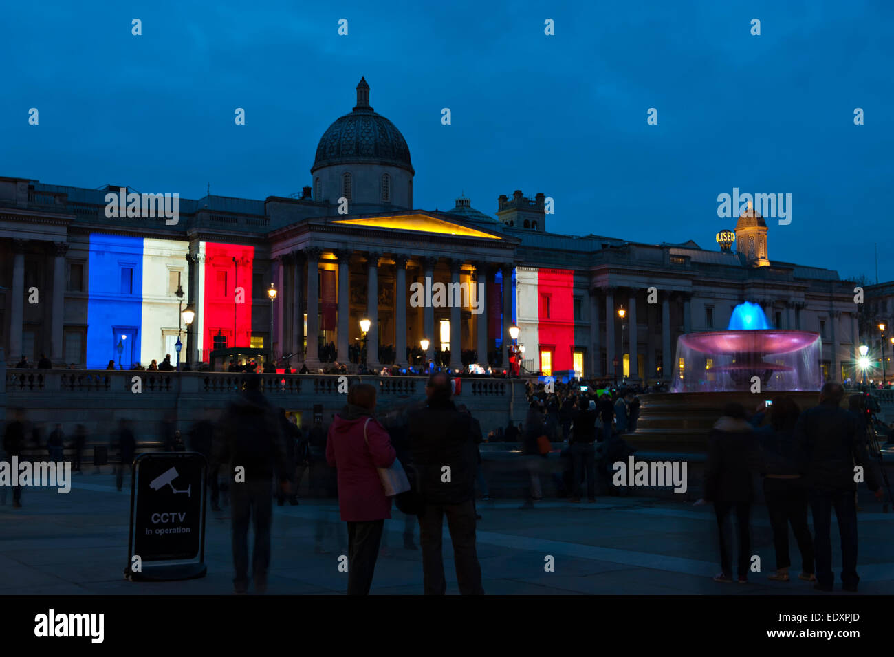 Trafalgar Square, Londres, Royaume-Uni. 11 janvier 2014. Rallye de Londres en solidarité avec la France à la suite des attaques terroristes à Paris Banque D'Images