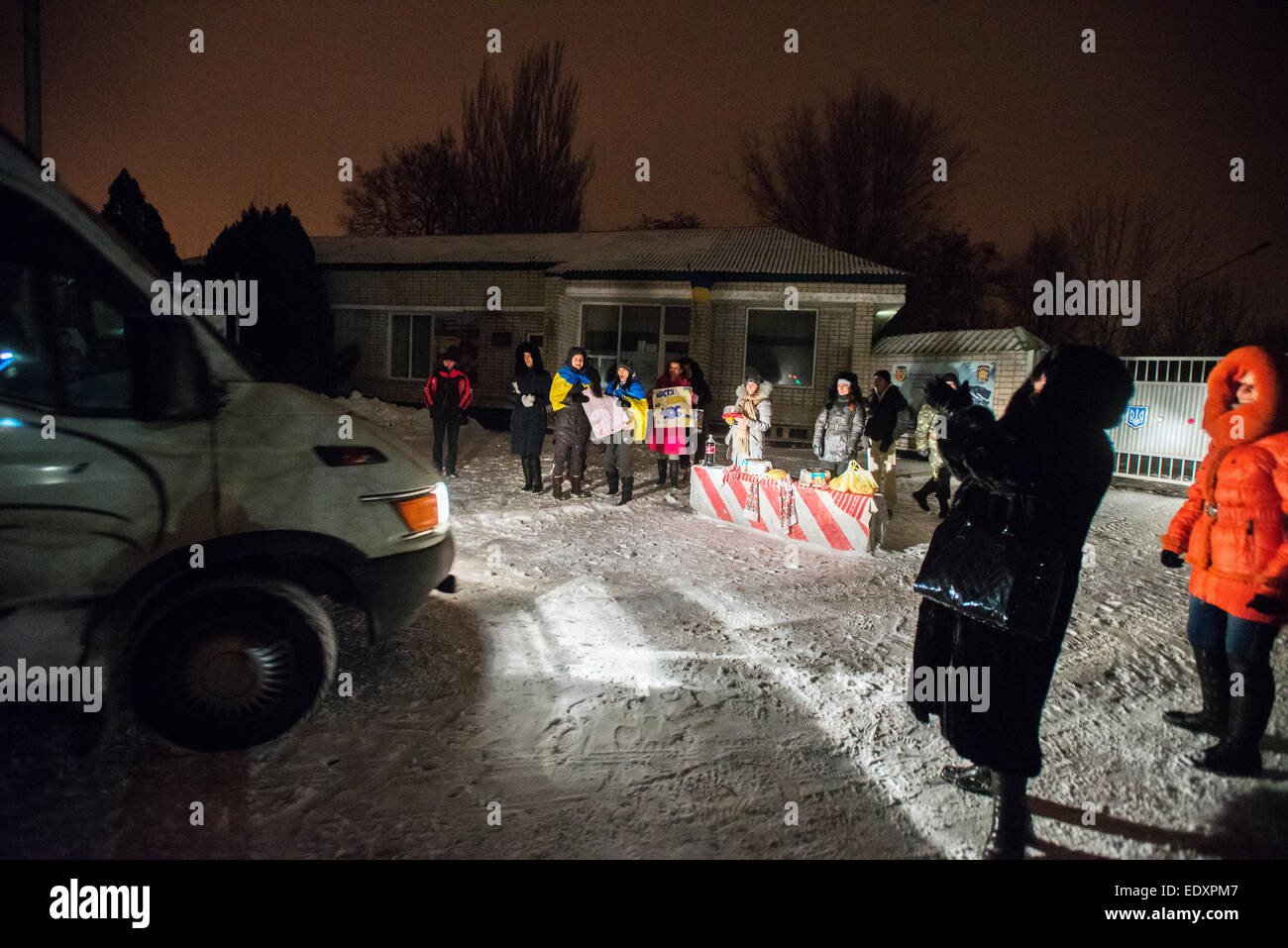 Rencontrez les bénévoles 406th groupe d'artillerie de la Marine ukrainienne, basée auparavant à Simferopol, en Crimée, en train de passer à la zone de l'ATO, Soest, Pays-Bas. Banque D'Images