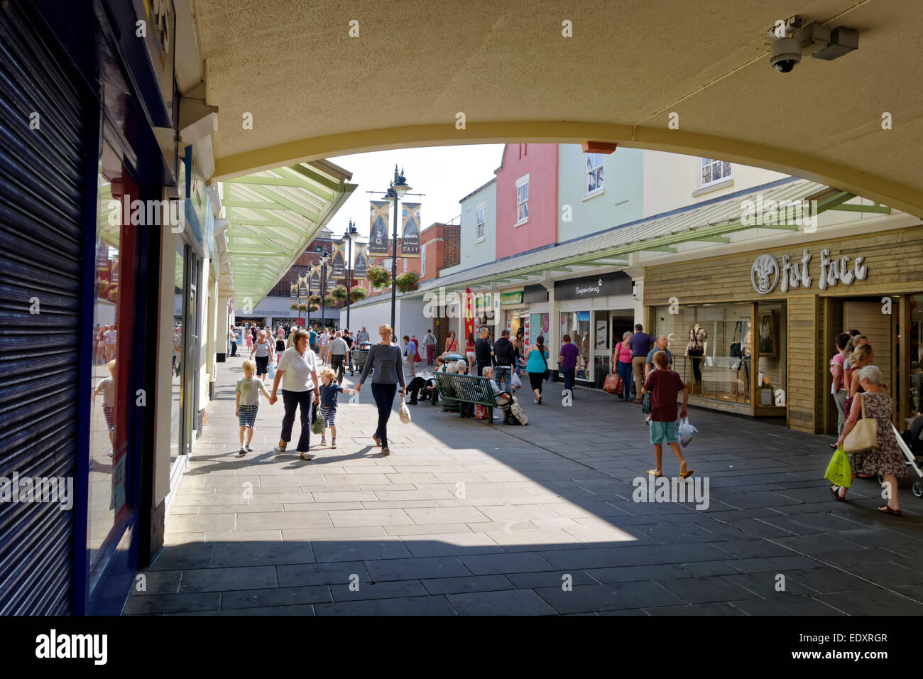 Vieux George Mall shopping center dans la ville de Salisbury, Wiltshire, Royaume-Uni. Banque D'Images