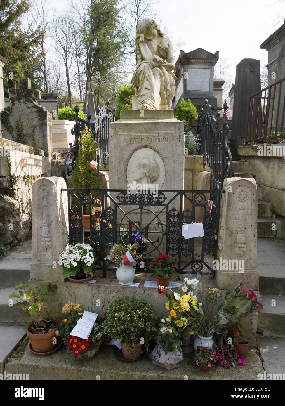 La tombe de Frédéric Chopin dans le cimetière du Père Lachaise à Paris, France Banque D'Images