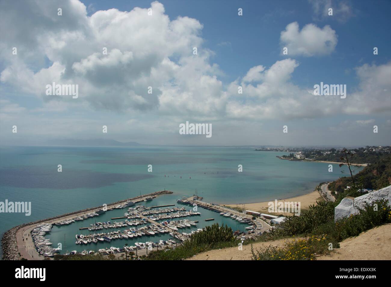 Vu de la baie de Carthage Sidi Bou Said, Tunis Banque D'Images