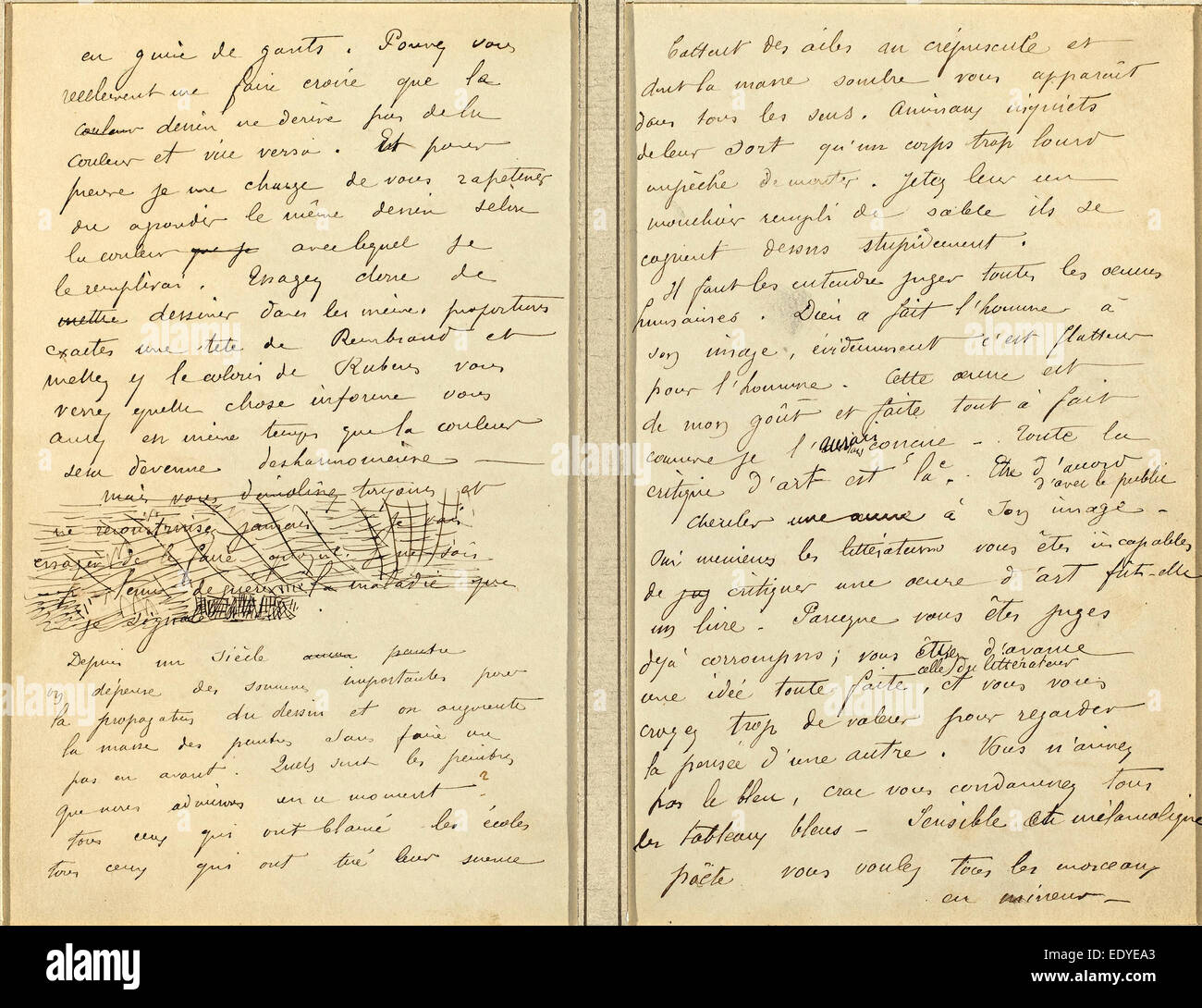 Paul Gauguin (Français, 1848 - 1903), manuscrit, pages 1884-1888, page de notes ; plume et encre brune sur papier vélin Banque D'Images