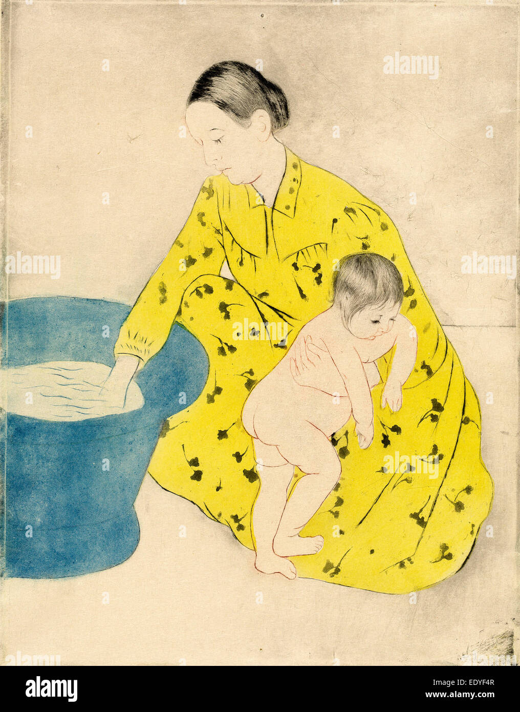Mary Cassatt (américain, 1844 - 1926), le bain, 1890-1891, la couleur pointe sèche, aquatinte et soft-terrain gravure sur vélin japonais Banque D'Images