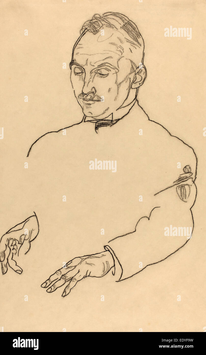 Egon Schiele, M. Koller, autrichien, 1890 - 1918, ch. 1918, fusain sur papier japon Banque D'Images