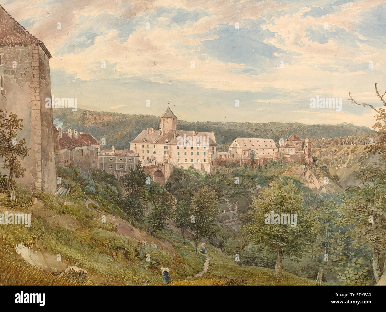 Josef Höger (autrichien, 1801 - 1877), Eichhorn Château à soir, ch. 1838 Aquarelle sur mine de plomb sur papier vélin Banque D'Images