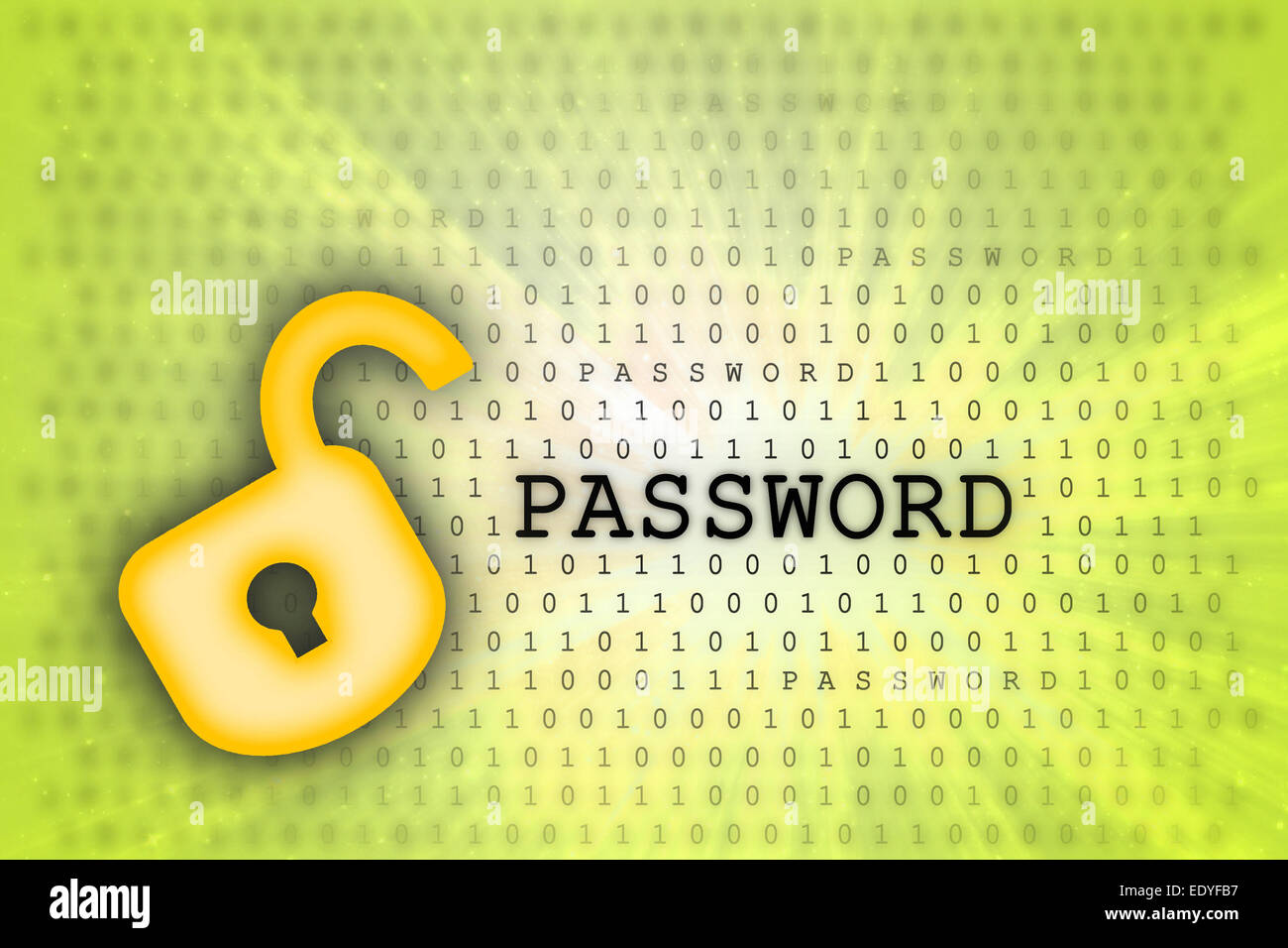 Résumé fond, binaire et icône de verrouillage - concept de sécurité Banque D'Images