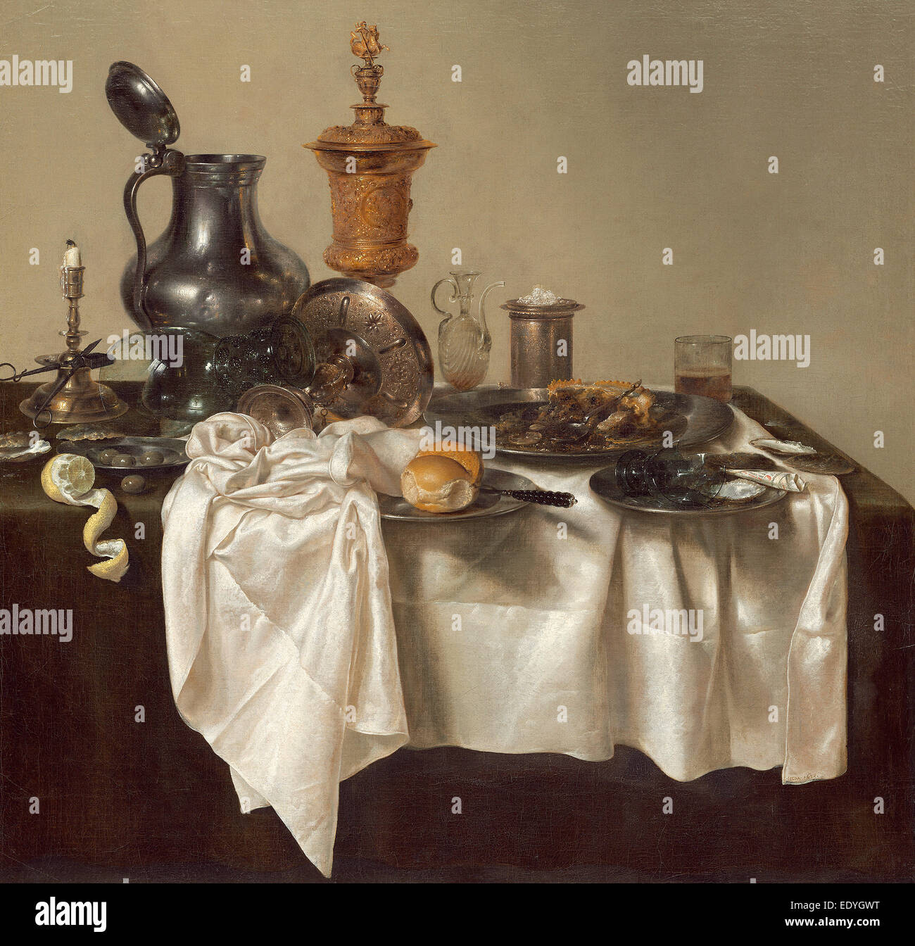 Willem Claesz Heda (Néerlandais, 1593-1594 - 1680), pièce de Banquet avec Mince Pie, 1635, huile sur toile Banque D'Images