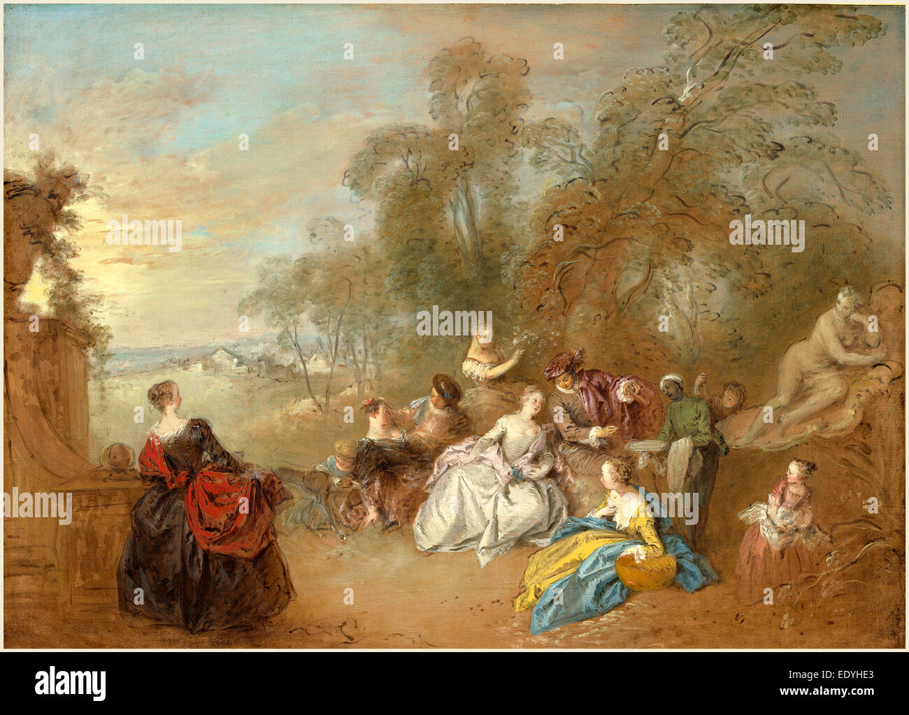 Jean-Baptiste Joseph Pater, français (1695-1736), sur la terrasse, ch. 1730-1735, huile sur toile Banque D'Images