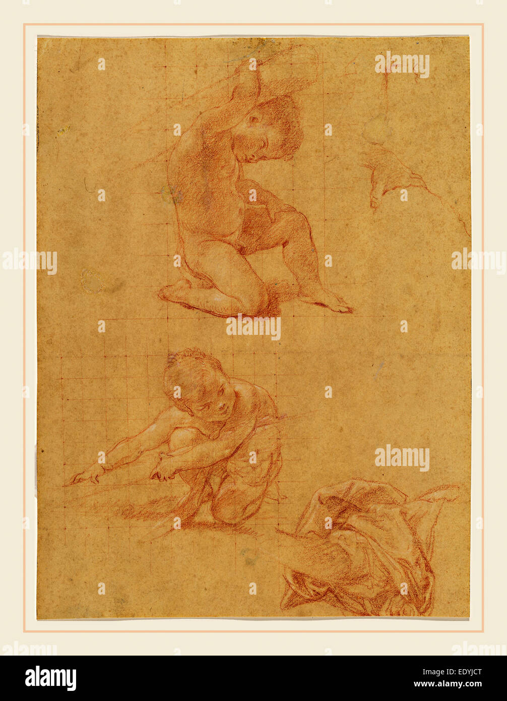 Pompeo Batoni, italien (1708-1787), de l'étude avec deux Putti, c. 1748, craie rouge rehaussée de craie blanche Banque D'Images