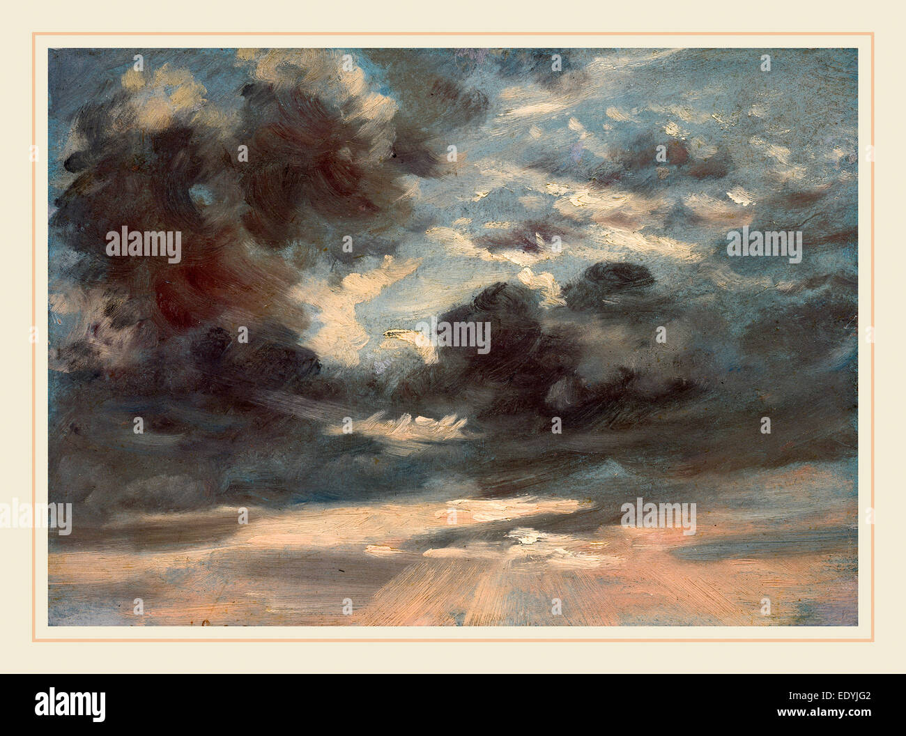 John Constable, britanniques (1776-1837), de l'étude nuage orageux : Coucher de soleil, 1821-1822, huile sur papier sur toile Banque D'Images