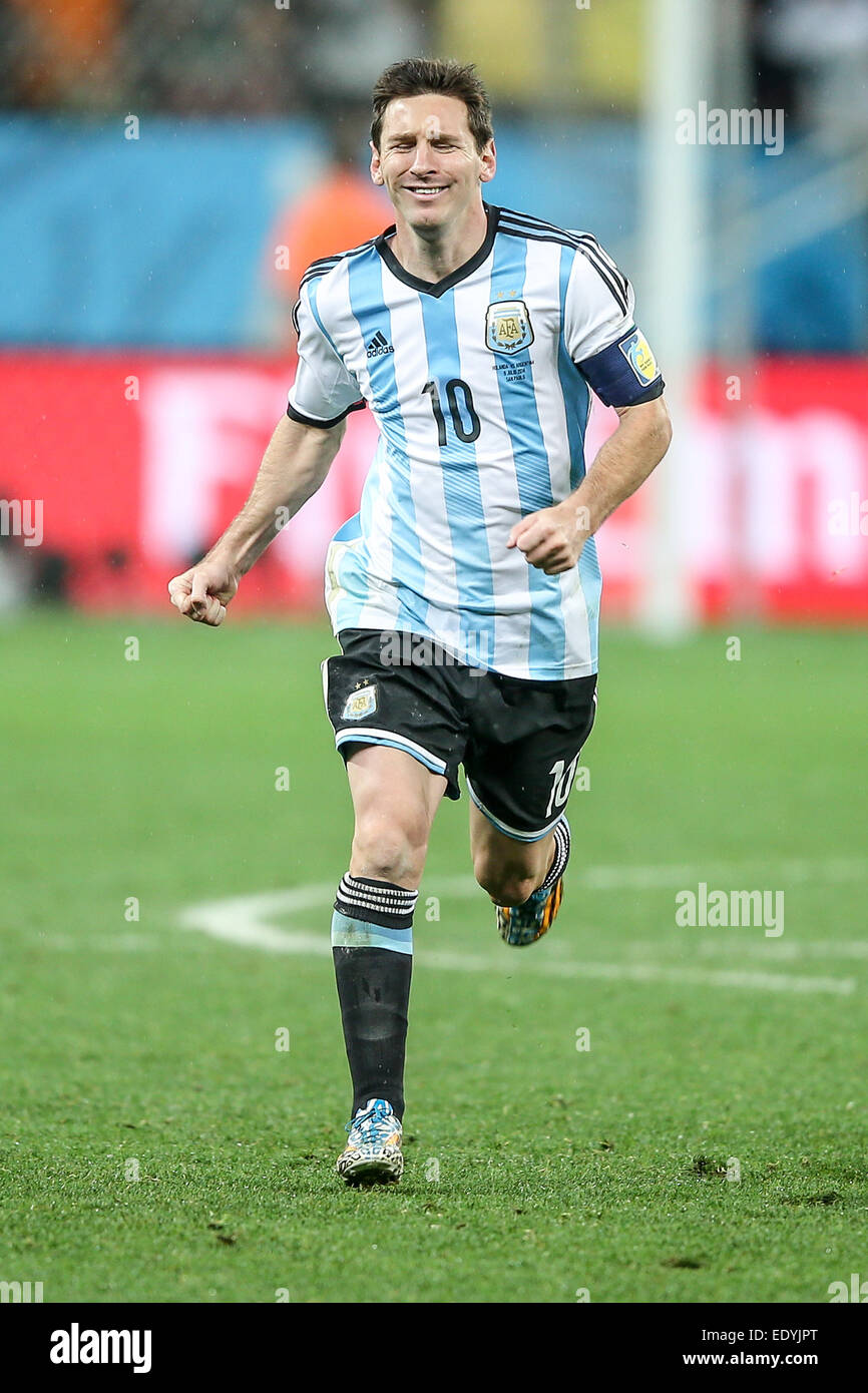 2014 FIFA World Cup - Demi-finale, les Pays-Bas (0) v (0) l'Argentine, qui  a eu lieu à l'Arène Corinthiens (Argentine gagner 4-2 sur les peines)  comprend : Lionel Messi Où : Sao
