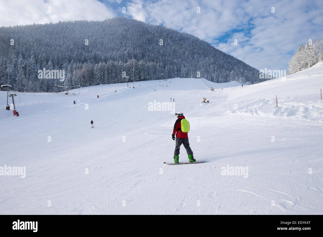 Pente de ski, Mt Hocheck Mangfall, montagnes, près de Oberaudorf, Upper Bavaria, Bavaria, Germany Banque D'Images