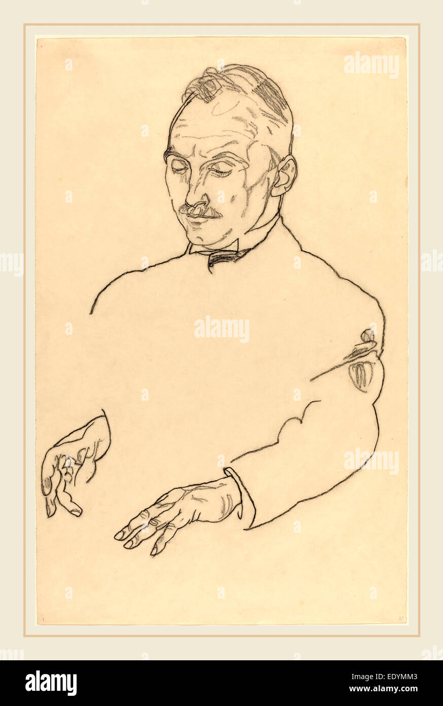 Egon Schiele, M. Koller, autrichien, 1890-1918, ch. 1918, fusain sur papier japon Banque D'Images