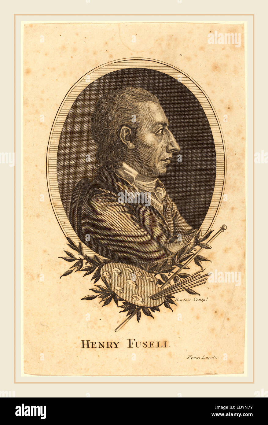 Attribuée à Inigo Barlow, British (actif c. 1790), Henry Fuseli, gravure Banque D'Images