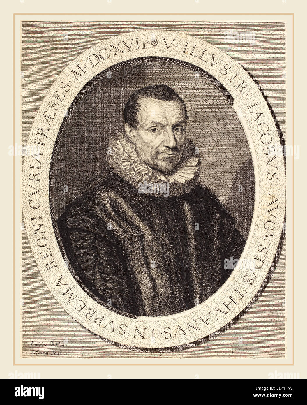 Jean Morin après Louis Elle I, anglais (ch. 1600-1650), Jacques Auguste de Thou, la gravure Banque D'Images