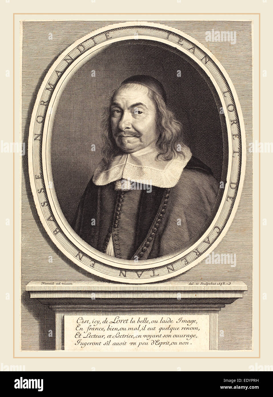 Robert Nanteuil, français (1623-1678), Jean Loret, 1658, gravure Banque D'Images