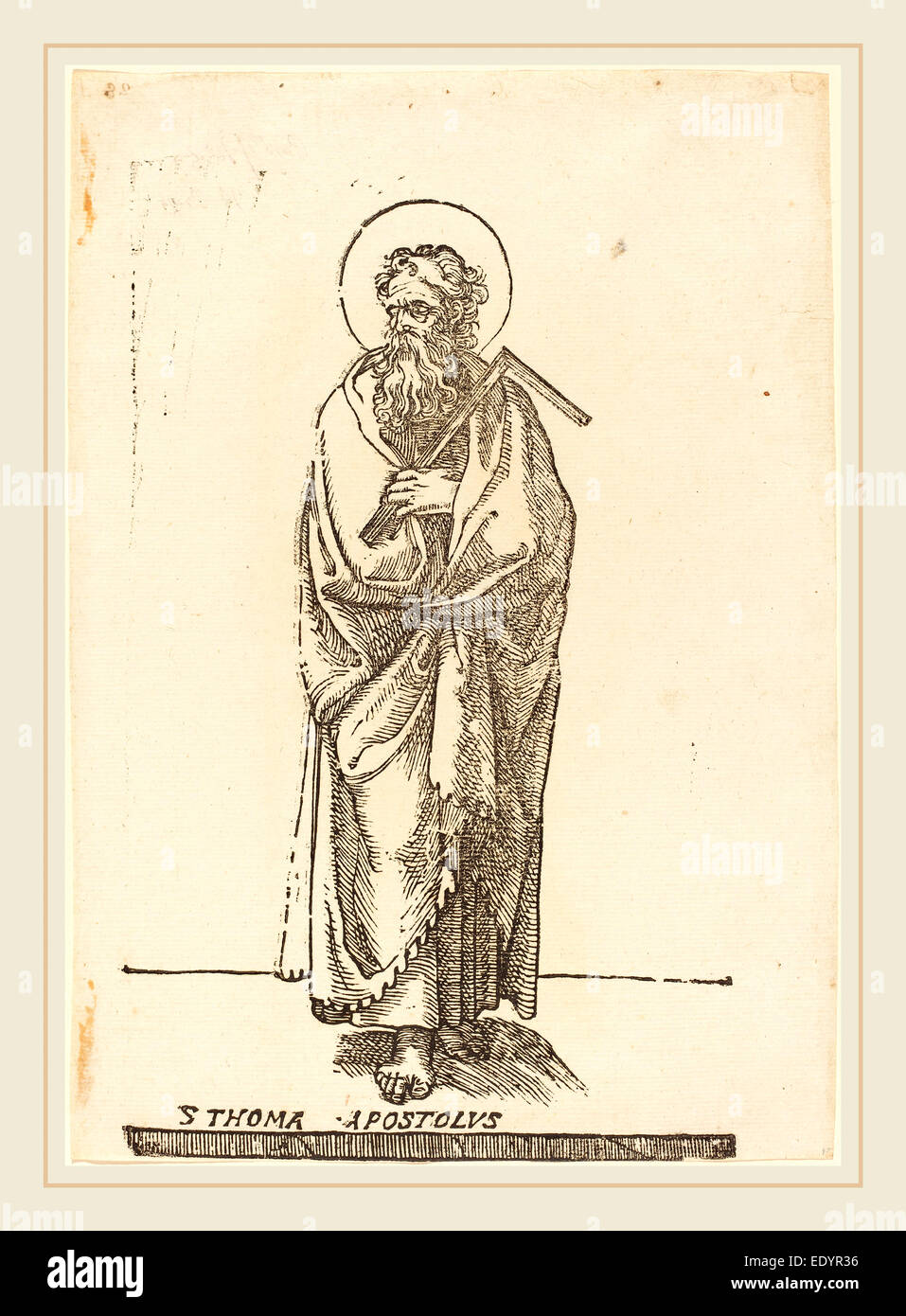 Jacques Stella, français (1596-1657), Saint Thomas, gravure sur bois Banque D'Images