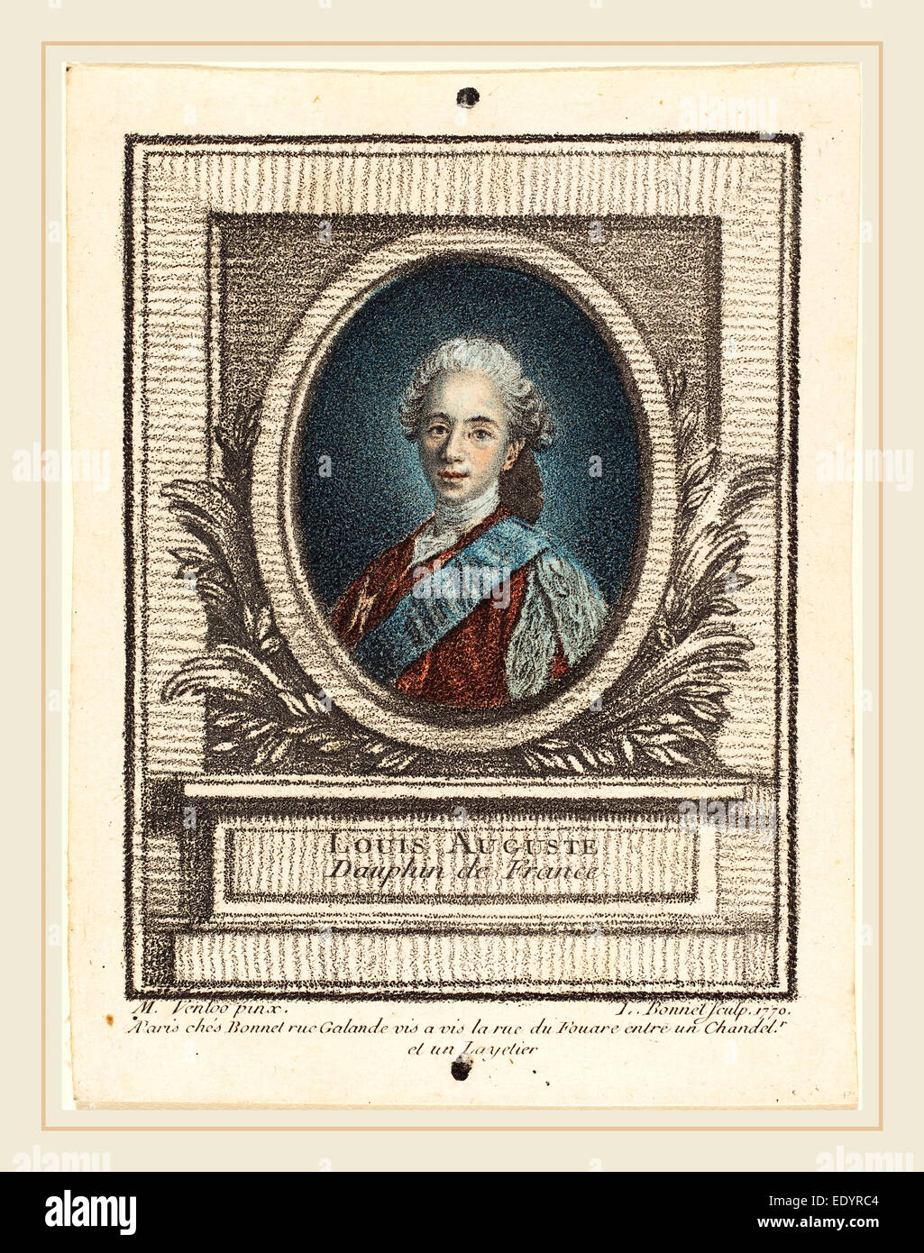 Louis-Marin Bonnet après Louis Michel Van Loo, français (1736-1793), Louis- Auguste, dauphin de France, 1770, le crayon-mode Photo Stock - Alamy