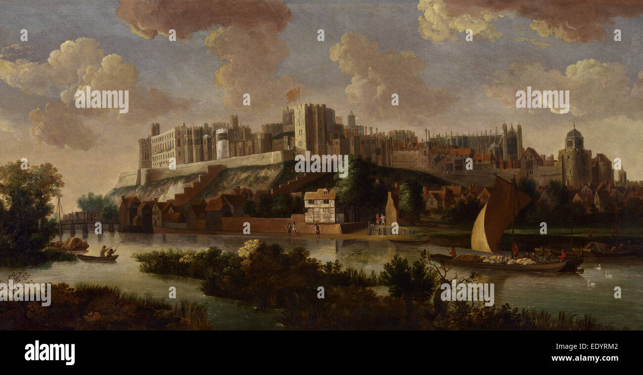 Le Château de Windsor vu de la Thames, artiste inconnu, 18e siècle, en Banque D'Images