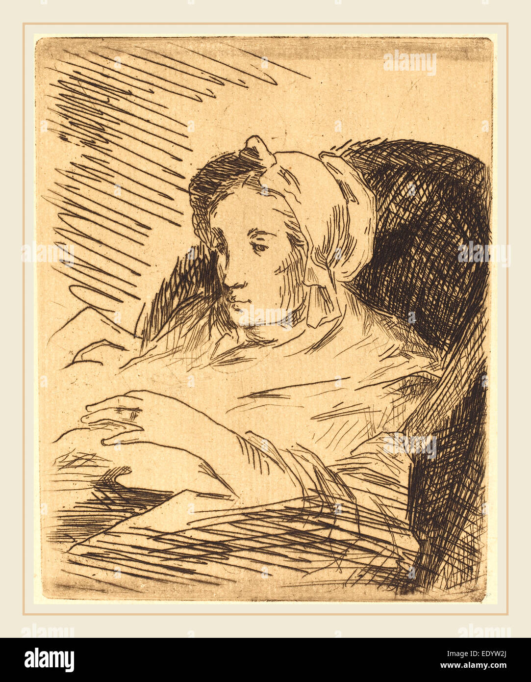 Edouard Manet, français (1832-1883), la convalescence (La convalescente), 1876-1878, eau-forte en brun foncé sur papier vergé Banque D'Images