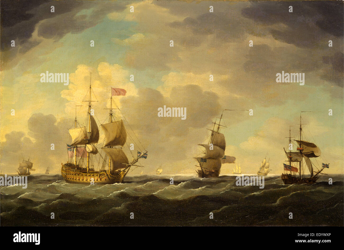 Un phare anglais facile sous voile dans une jolie brise, Charles Brooking, 1723-1759, British Banque D'Images