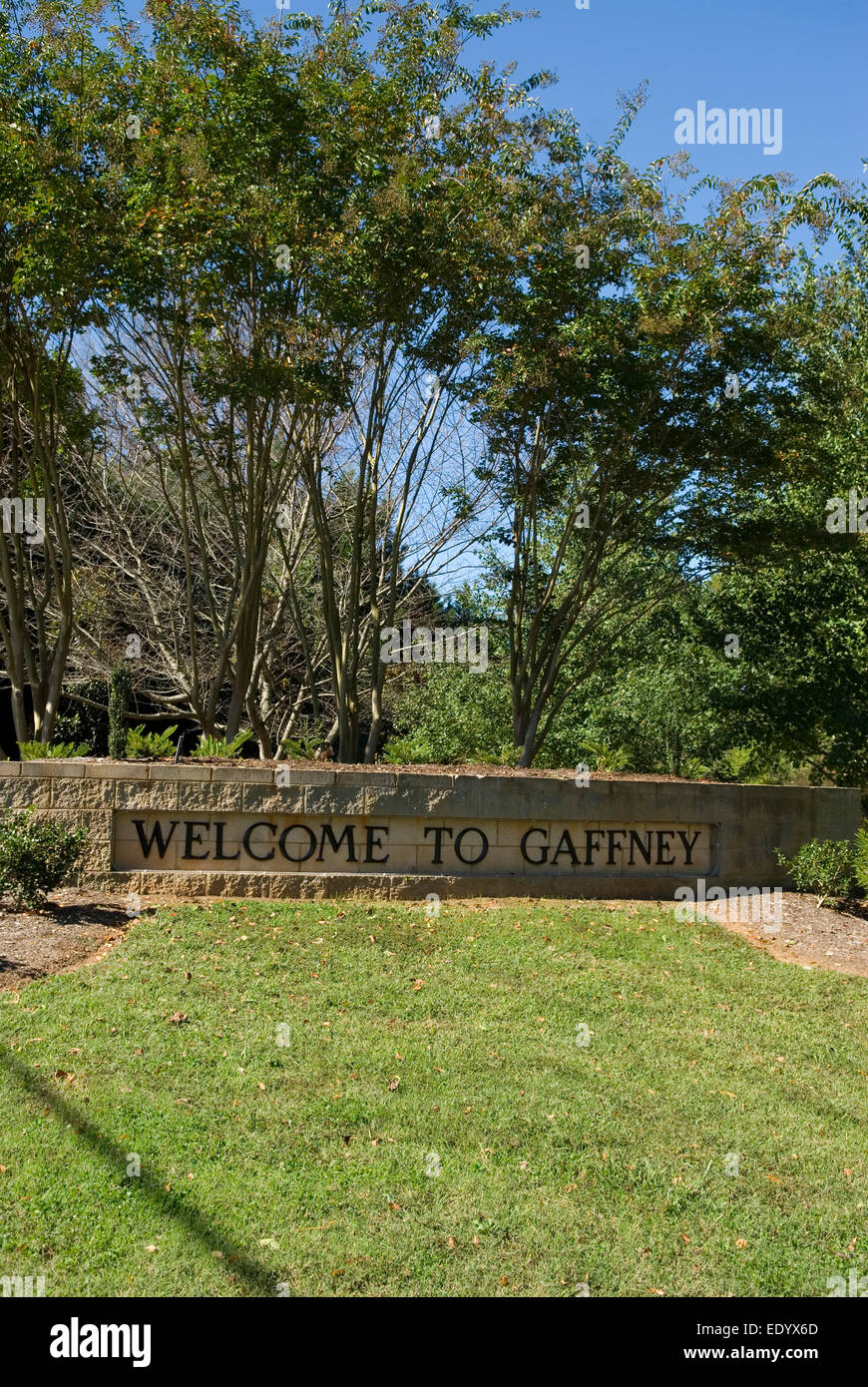 Bienvenue à Gaffney, en Caroline du Sud USA signe Banque D'Images