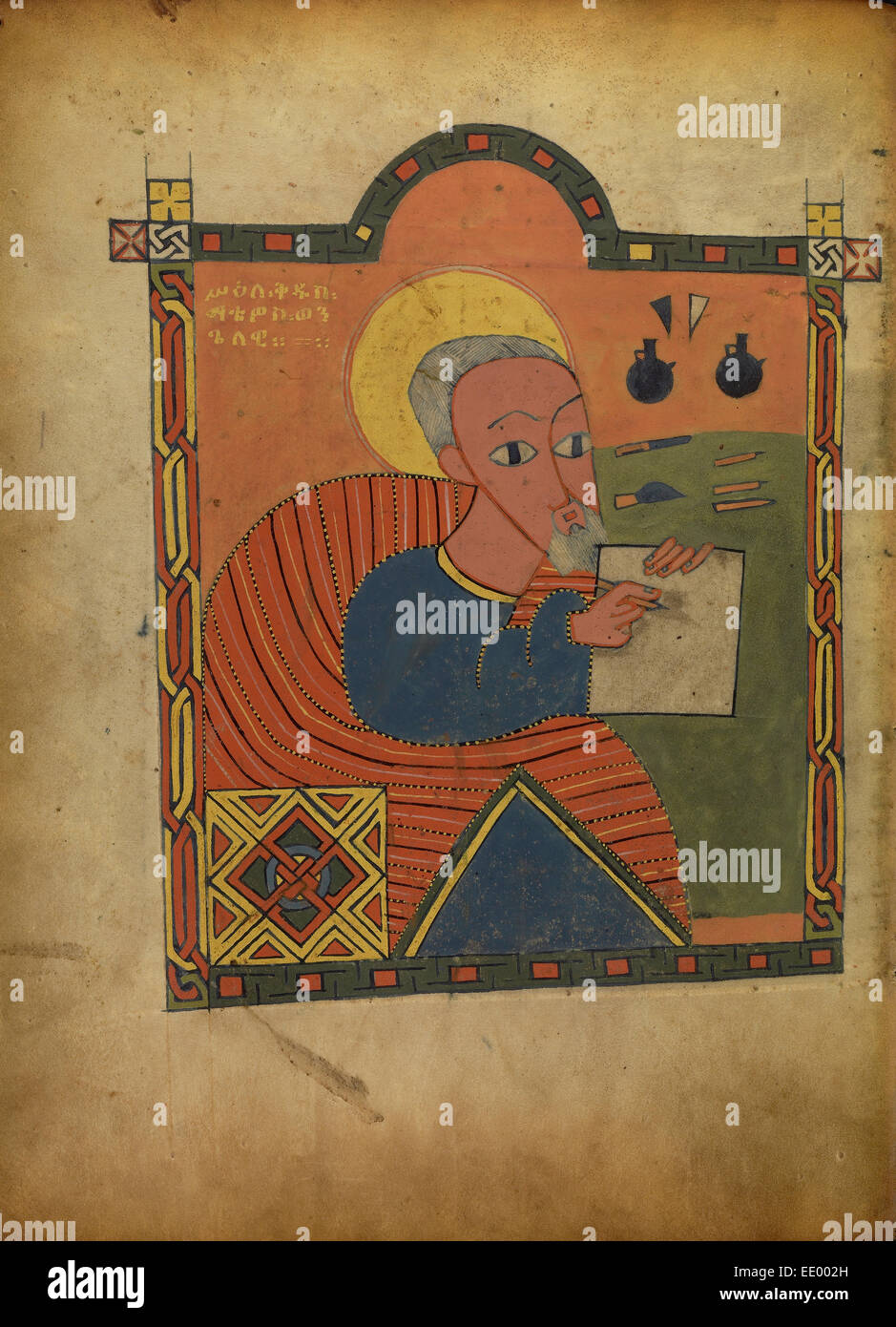 Saint Matthieu ; inconnu ; l'Ethiopie, Afrique ; environ 1480 - 1520 Tempera sur parchemin ; Banque D'Images