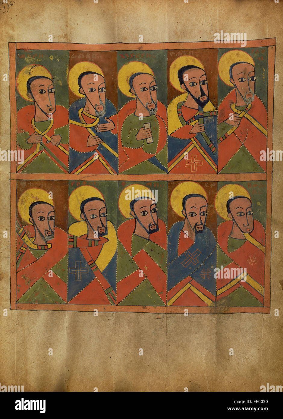 Les Apôtres ; inconnu ; l'Ethiopie, Afrique ; environ 1480 - 1520 Tempera sur parchemin ; Banque D'Images