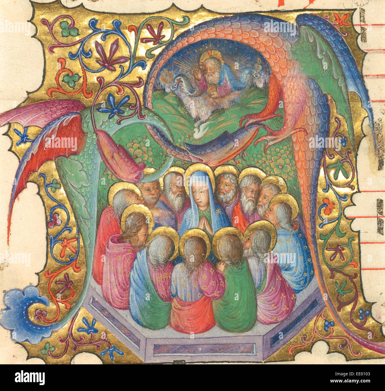Une première : la Pentecôte ; attribué à Stefano da Verona, Italien (Lombard), 1374 - après 1438 ; Lombardie, Italie, Europe Banque D'Images