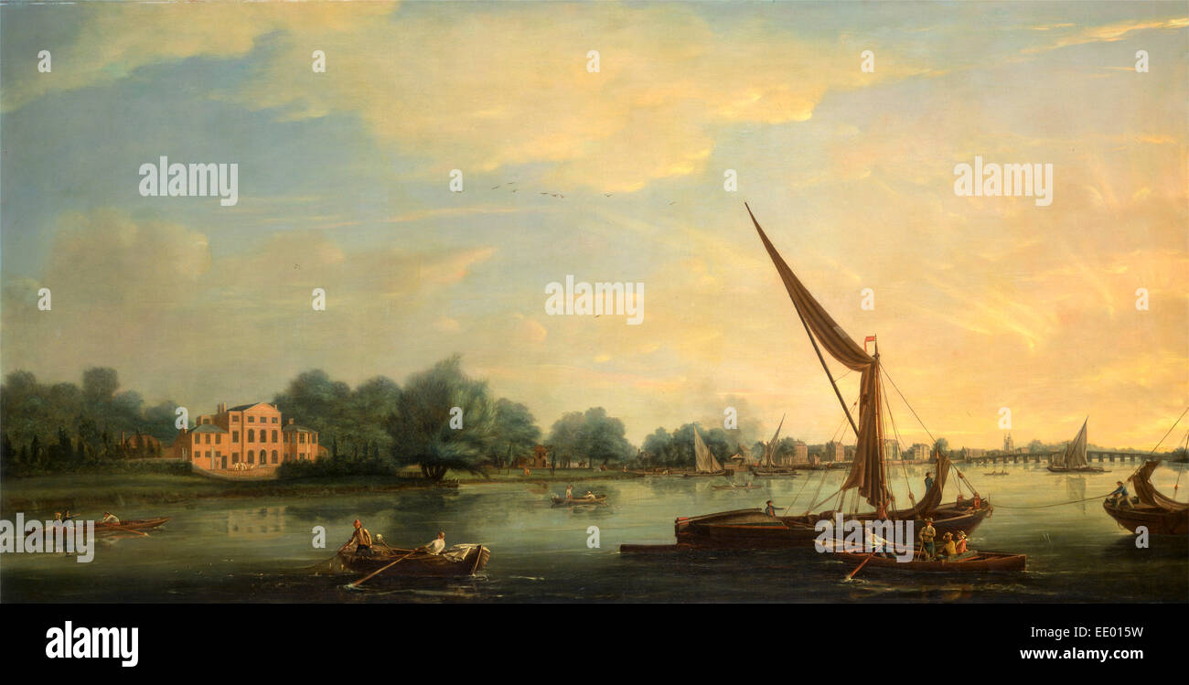 La Tamise à Chelsea signée et datée, en bas à droite : 'Tho. Whitcomb [ ?] | 1784', Thomas Whitcombe, 1763-après 1824, British Banque D'Images