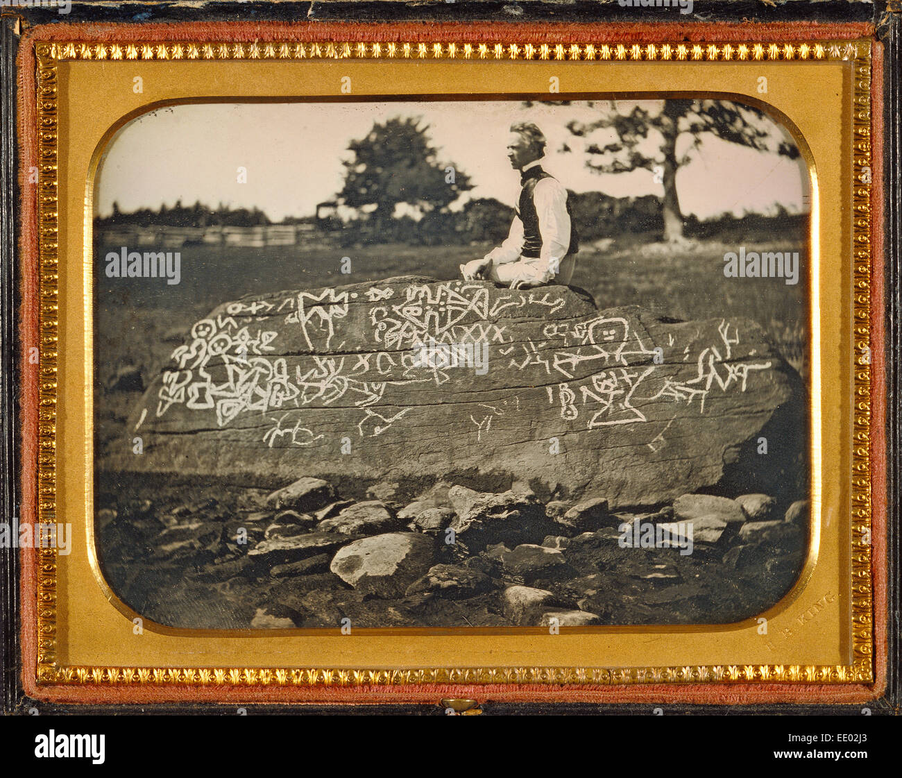 Seth Eastman au rocher de Dighton, Horatio B. King, américain, 1820 - 1889 ; 7 juillet 1853 ; Daguerréotype Banque D'Images