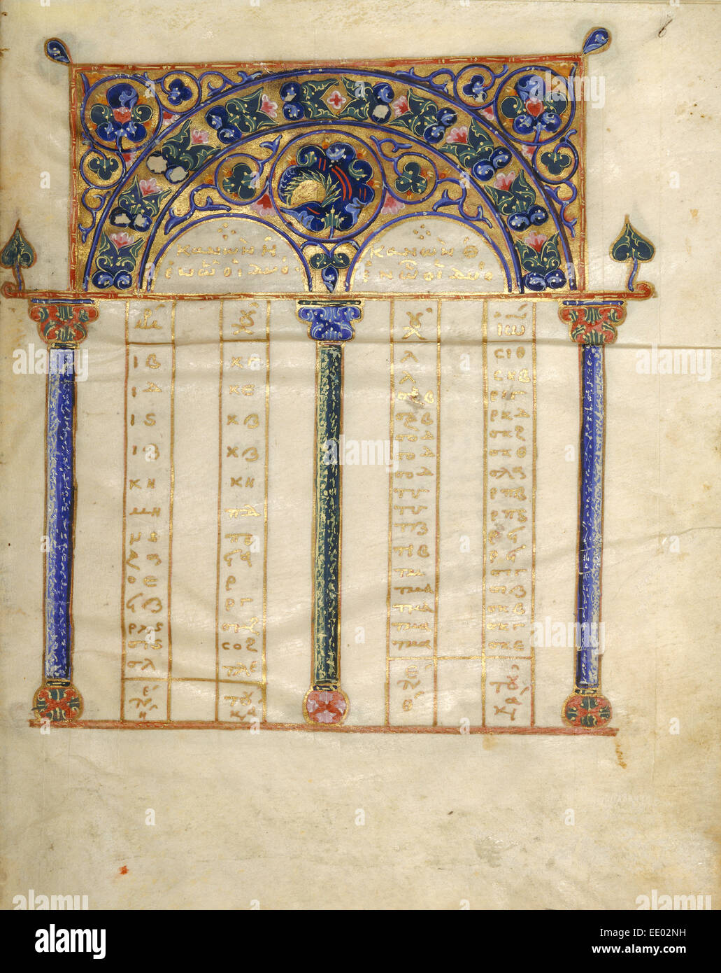 Page Table Canon ; inconnu ; Constantinople, Turquie, Asie ; 1133 Tempera ; couleurs, feuille d'or, d'or, peinture et encre sur parchemin Banque D'Images