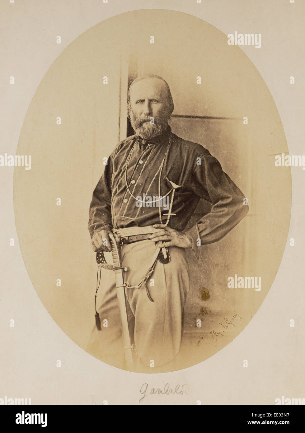 Portrait de Giuseppe Garibaldi, Gustave Le Gray, Français, 1820 - 1884, Palerme, Italie, Sicile, Europe ; Juin 1860 Banque D'Images