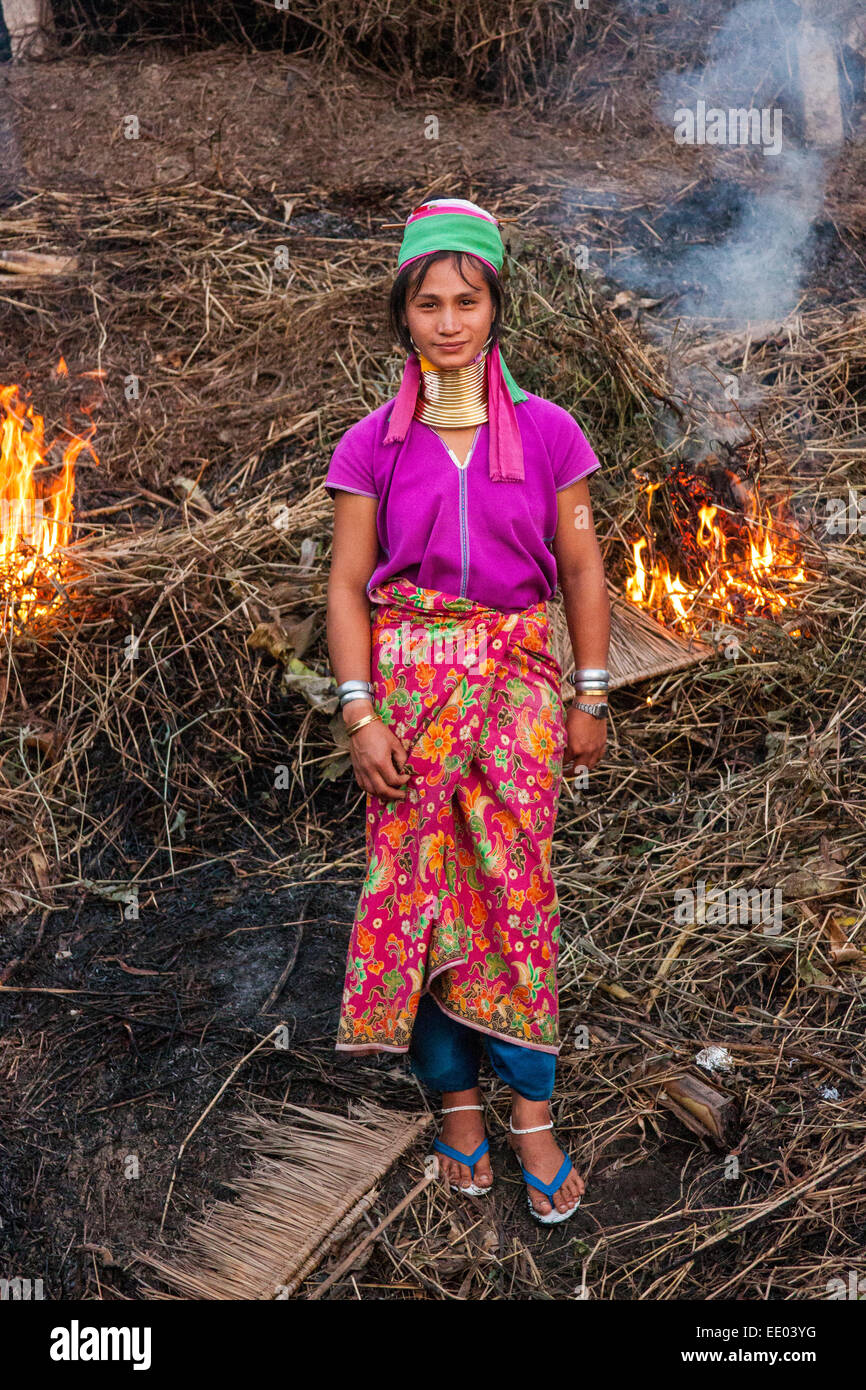 La Thaïlande, Chiang Mai, Karen Long Cou Hill  Village De La Tribu Kayan Lahwi Karen Femme En Costumes Traditionnels 80650266 - Foto 3