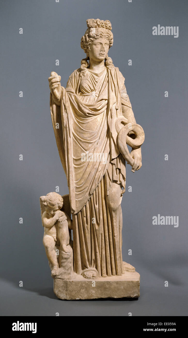 Statue d'Aphrodite - Hygieia avec Eros ; inconnu ; 200 - 250 ; en Banque D'Images