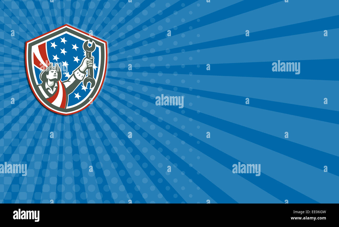 Carte montrant l'illustration d'un patriote américain jeu de clés à l'intérieur de la crête du bouclier avec usa stars and stripes dans Banque D'Images