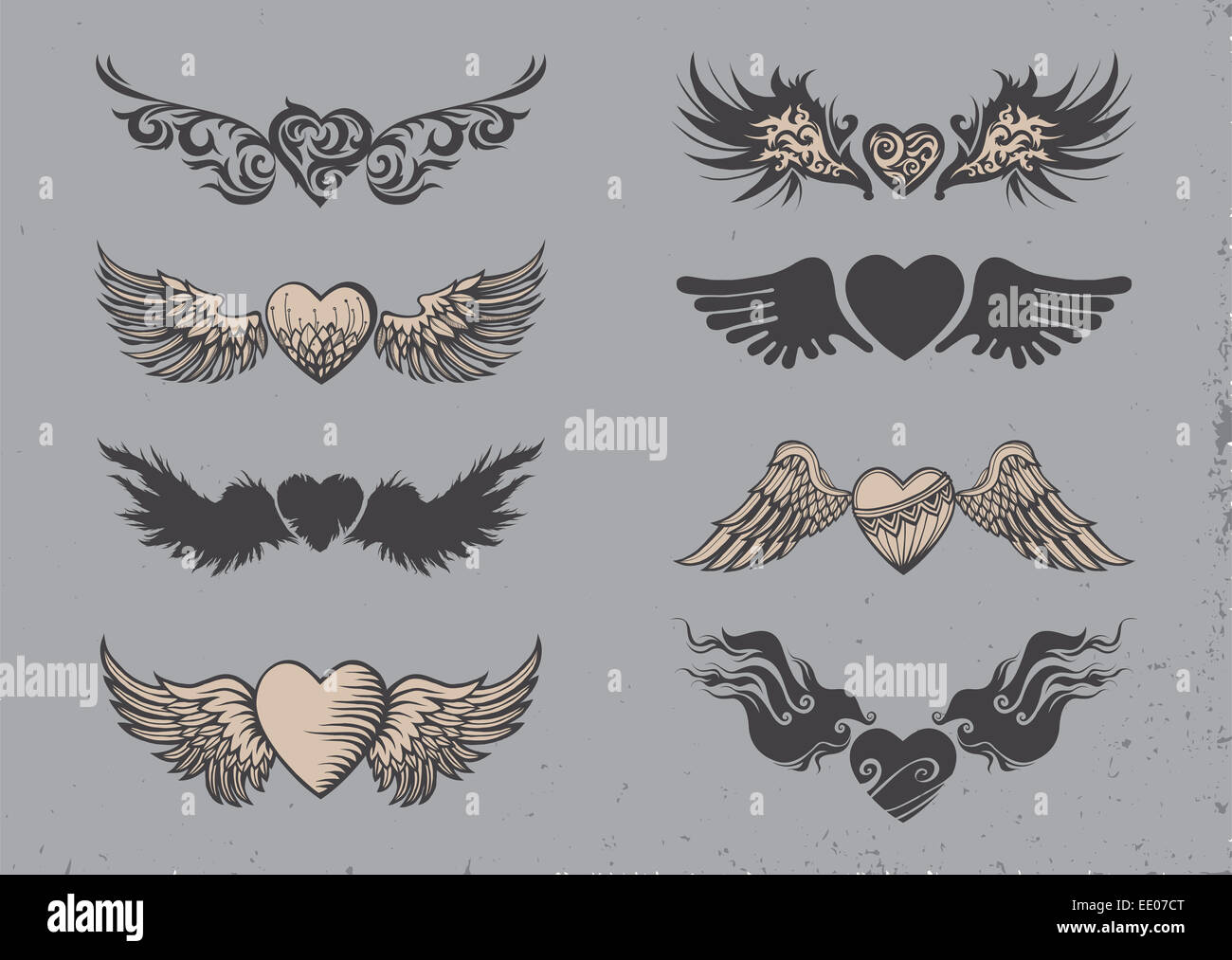 Tatouage coeurs. Banque D'Images