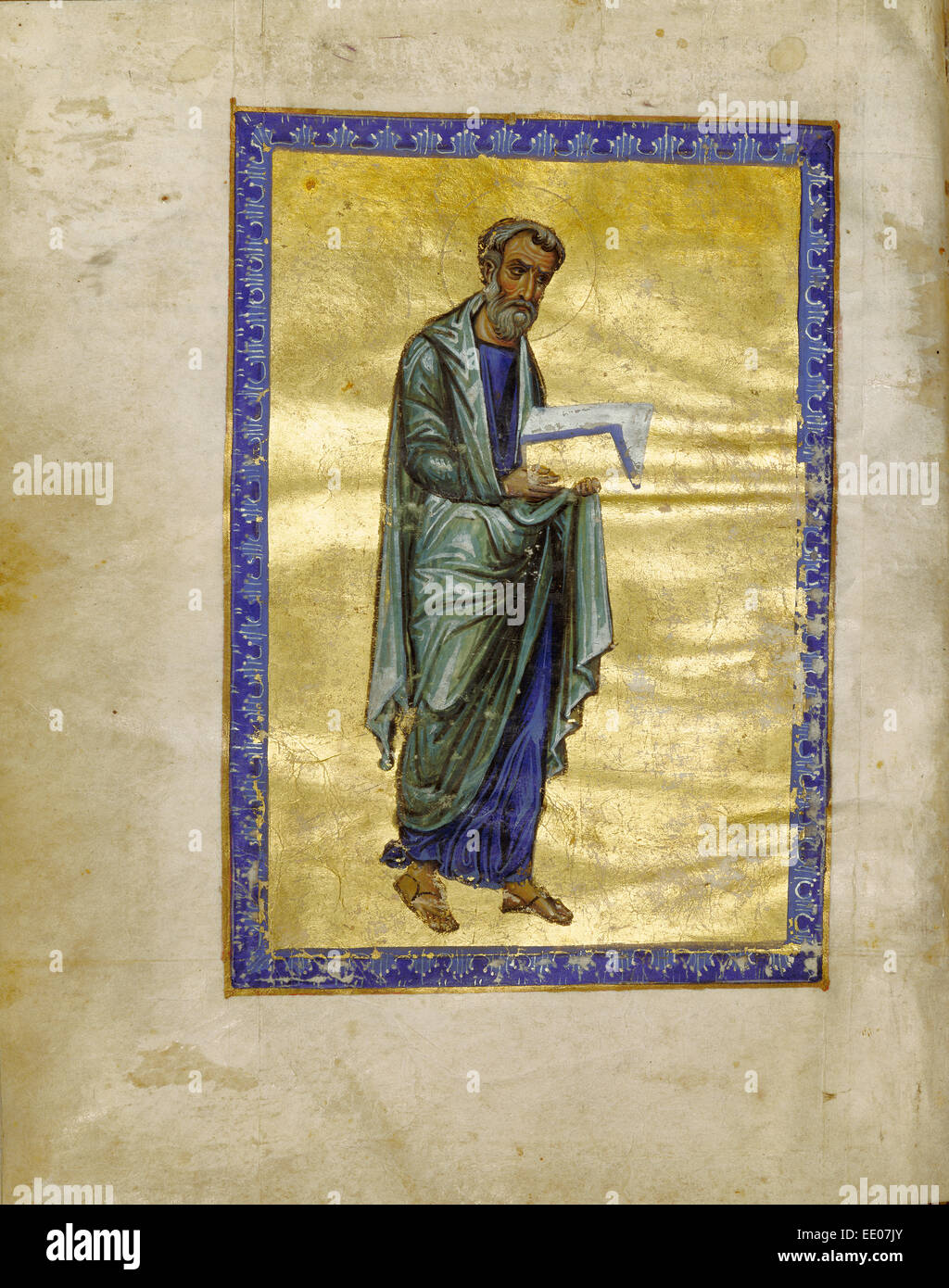 Saint Matthieu ; inconnu ; Constantinople, Turquie, Asie ; 1133 Tempera ; couleurs, feuille d'or, d'or, peinture et encre sur parchemin Banque D'Images
