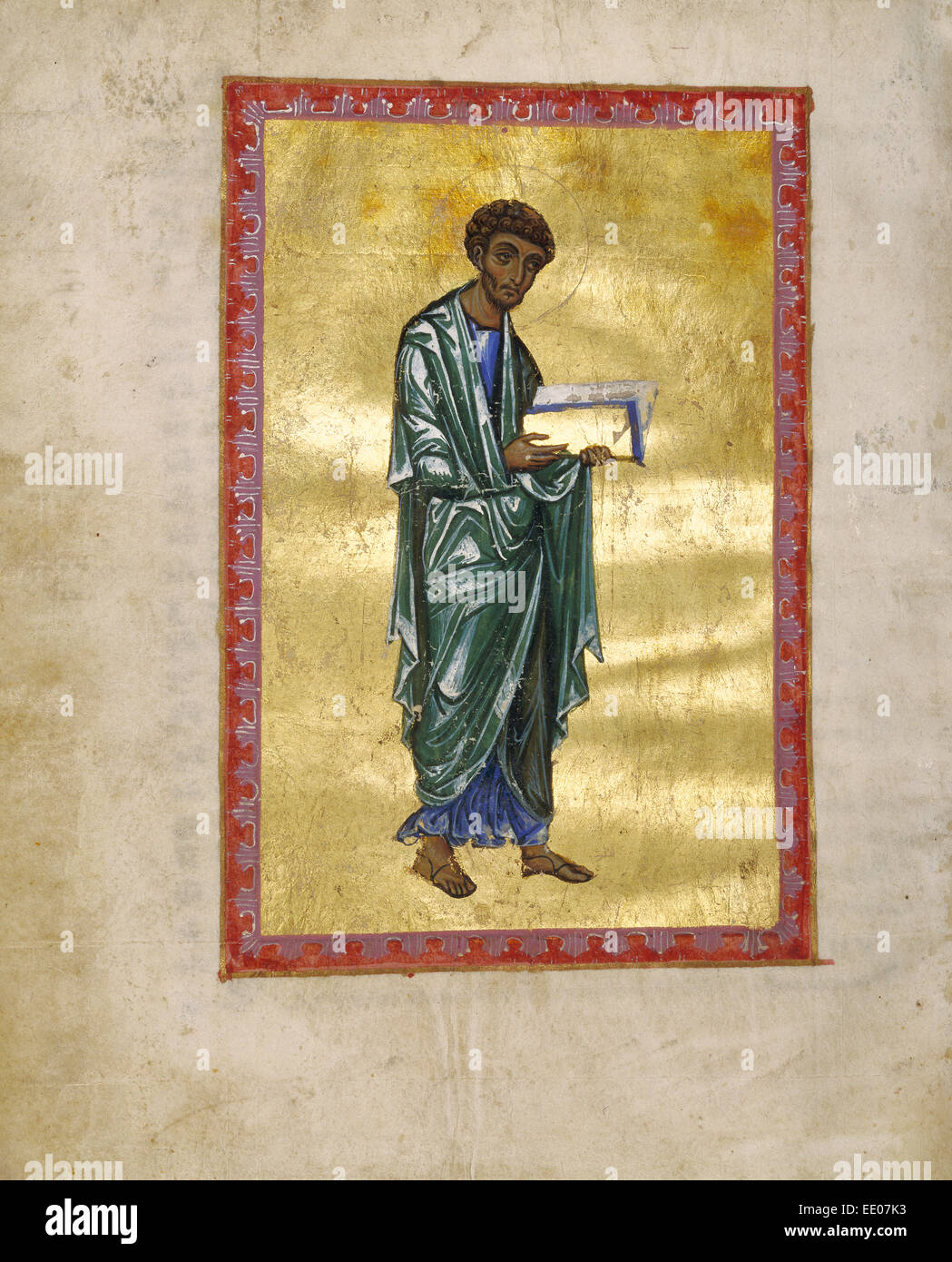 Saint Luc ; inconnu ; Constantinople, Turquie, Asie ; 1133 Tempera ; couleurs, feuille d'or, d'or, peinture et encre sur parchemin Banque D'Images