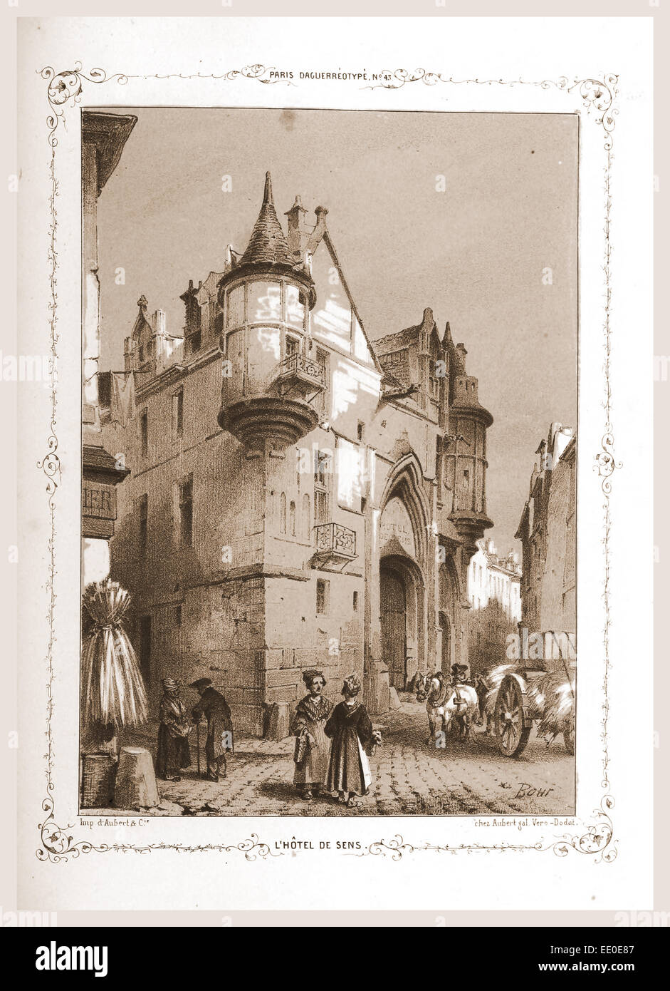 Hôtel de Sens, Paris et environs, daguerréotype, M. C. Philipon, gravure du xixe siècle Banque D'Images