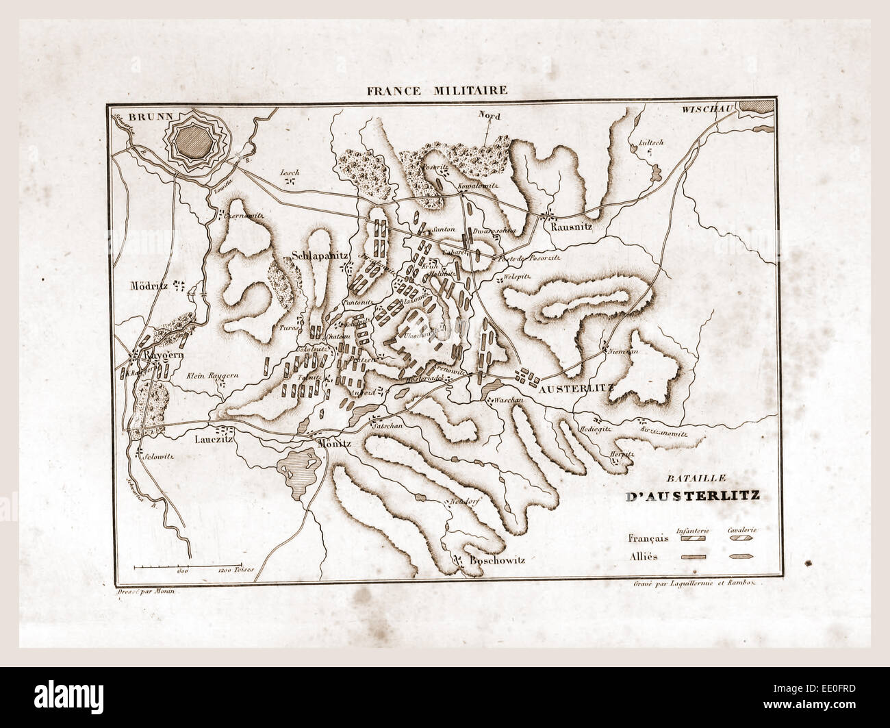 France militaire. Bataille d'Austerlitz, gravure du xixe siècle Banque D'Images