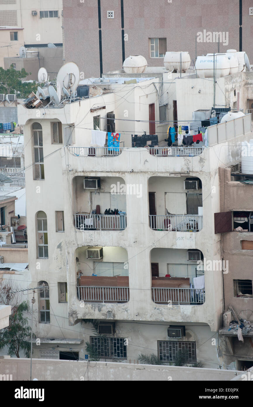 Ancien bloc d'appartement dans la vieille ville de Doha, au Qatar Banque D'Images