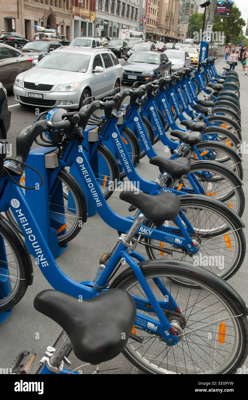 Des vélos à louer Melbourne Australie Banque D'Images