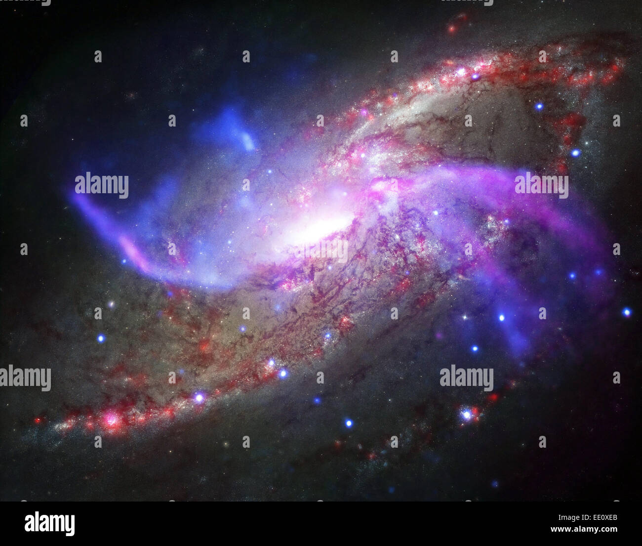 Galaxie spirale NGC 4258, 23 millions d'années-lumière, a un trou noir géant à son centre. Banque D'Images