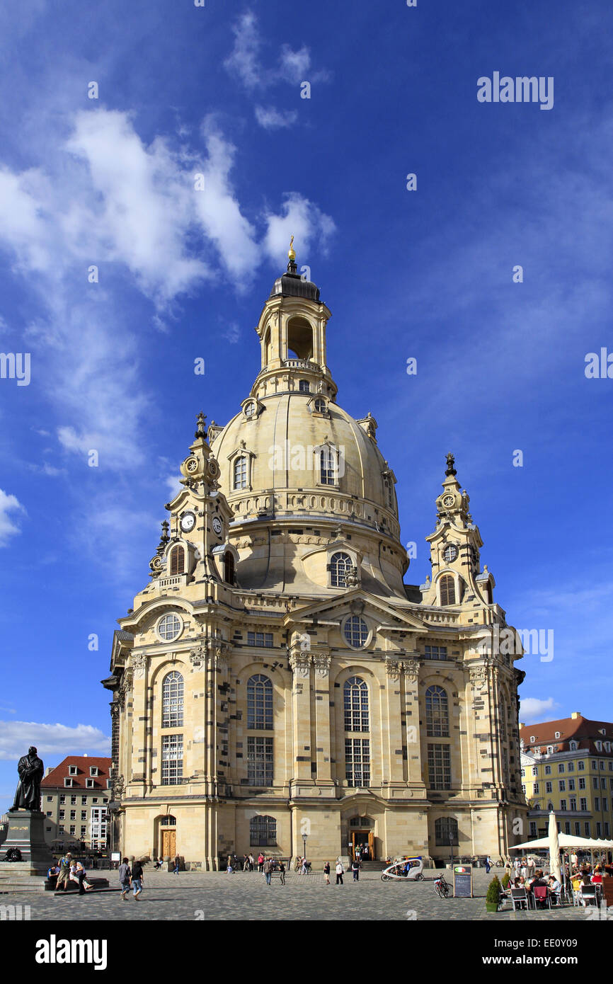 Deutschland, Sachsen, Dresden, Altstadt, Frauenkirche, Neumarkt, Wiederaufbau Banque D'Images