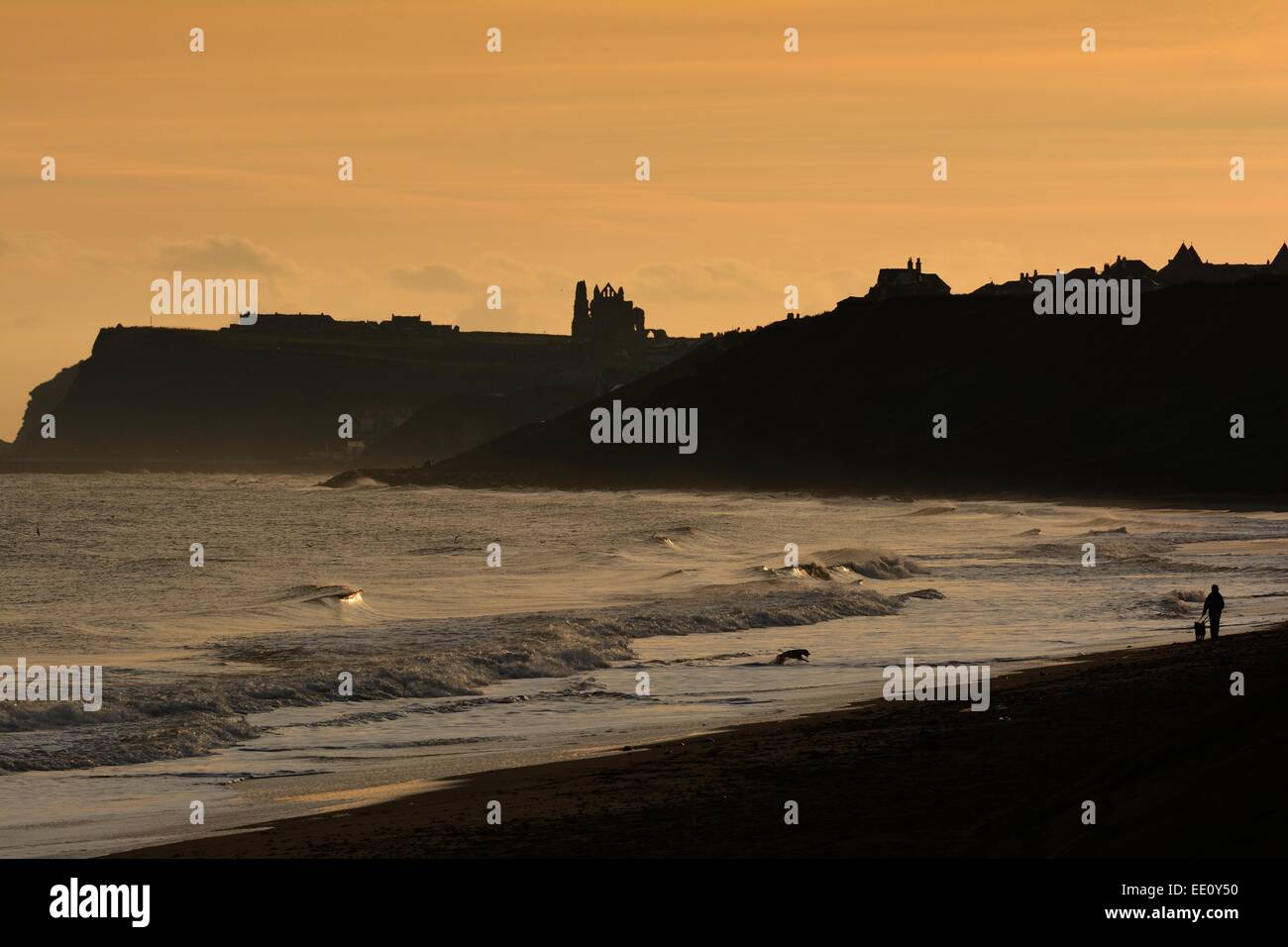 Sandsend Sunrise Bay Banque D'Images