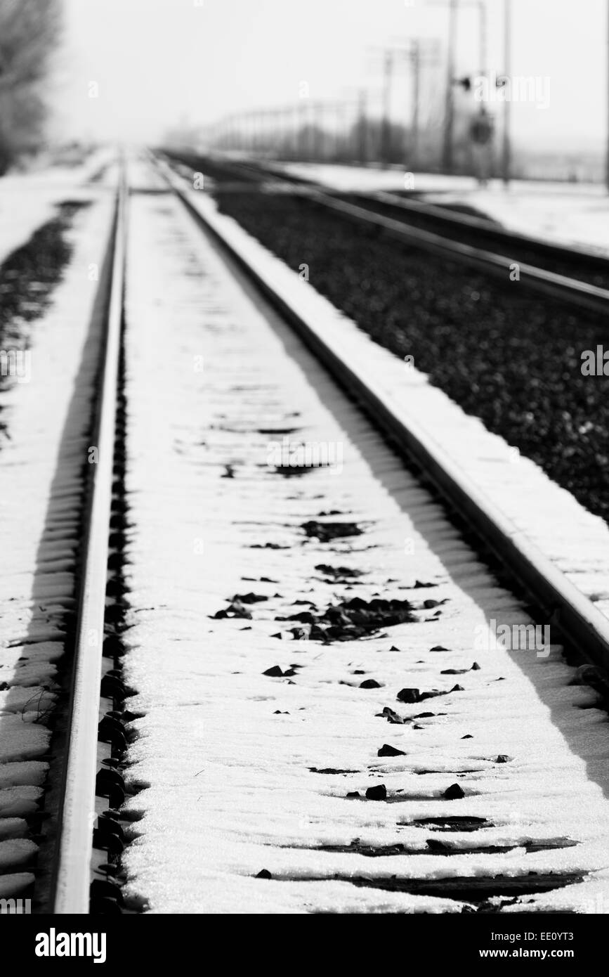 La ligne principale de l'Union Pacific Railroad tracks in Haines, Oregon. Banque D'Images