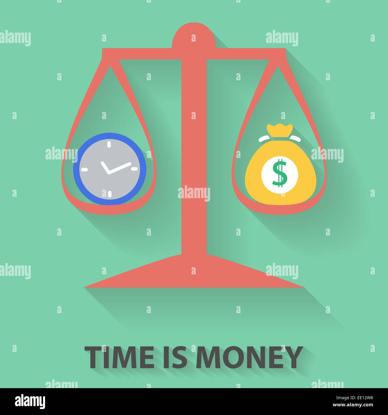 Le temps est argent concept design plat. Vector Banque D'Images